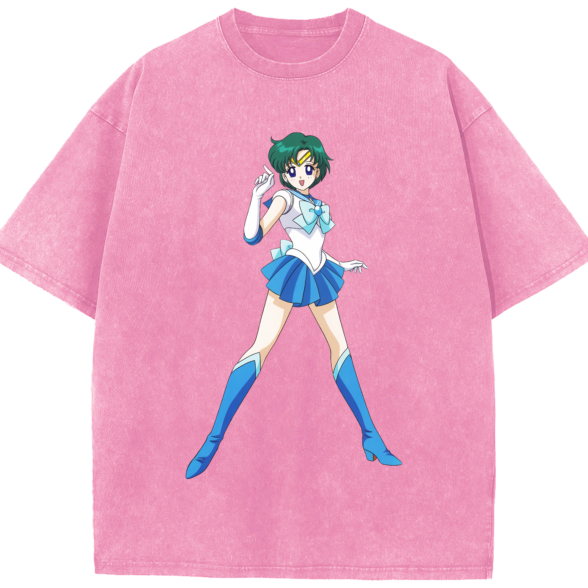 （画像用） 美少女戦士セーラームーン 海王 みちる（かいおう みちる） Sailor Moon Kaiou Michiru 綿100% ヴィンテージ風 半袖Tシャツ（フロントプリント）